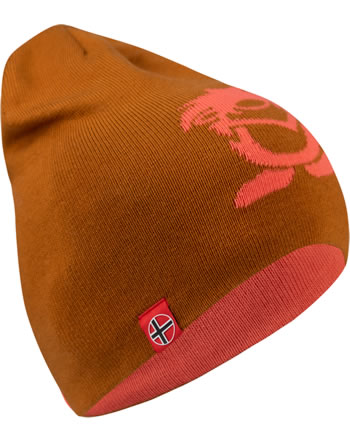 Trollkids Knitted Hat reversible KIDS TROLL BEANIE LONG caramel/salmon