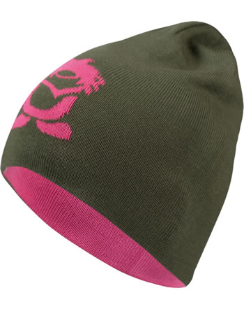 Trollkids Knitted Hat reversible KIDS TROLL BEANIE LONG dusky olive/magenta