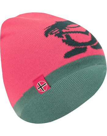 Trollkids Wende-Strickmütze KIDS TROLL BEANIE - Coral Pink/Dusty Teal/Midnight Petrol