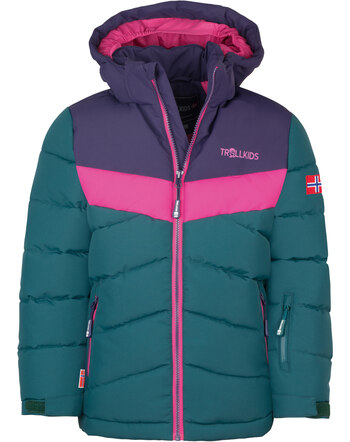 Trollkids Winterjacke GIRLS GRYLLEFJORD JACKET - Midnight Petrol/Deep Violet/Dark Pink