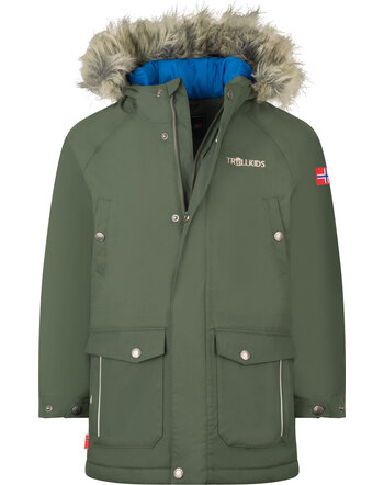 Trollkids Winterjacke mit Kunstfellkapuze KIDS NORDKAPP - Ivy/Electric Blue