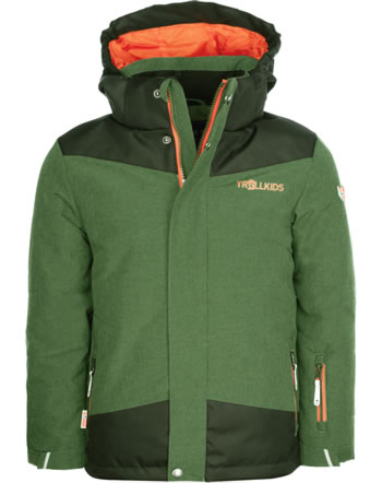 Trollkids Winterjacke Ski-Jacke KIDS NOREFJELL forest green/flame orange