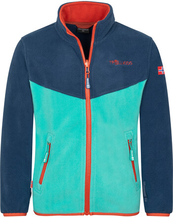 Trollkids Zip-In-Fleecejacke 'Kids Oppdal XT' - Mystic Blue/Blue Coral
