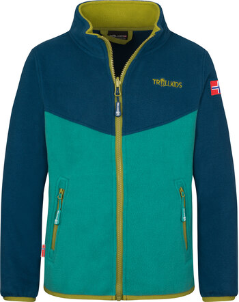 Trollkids Zip-In-Fleecejacke 'Oppdal XT' - Madeira Blue/Sea Green/Pear Green