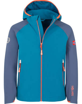 TrollkidsSoftshelljacke mit Kapuze 'Kvalvika' - Summernight Blue/Mystic Blue