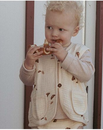 Vacvac Studio Mousselin-Weste aus 100% Bio-Baumwolle mit Croissants - Croissant Mini