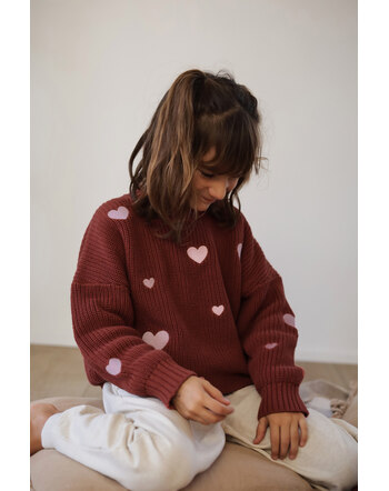 Vacvac Studio Strick-Pullover 'Belle' mit Herz-Stickereien - Bordeaux