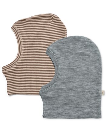 Wheat 2-Pack-Balaclava/Schlupfmütze 'Kim' aus 100 % Merinowolle - Wood Stripe