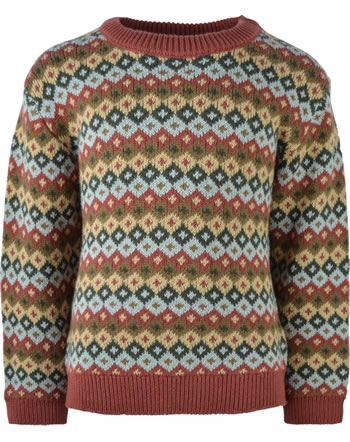 Wheat Children's knit sweater Jacquard ELIAS multi red