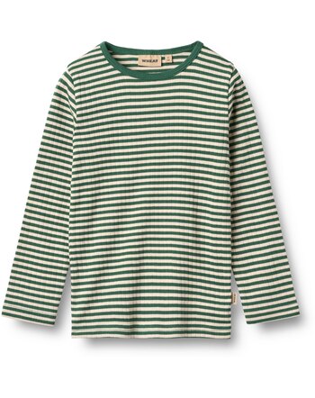 Wheat Langarmshirt 'Stig' aus 100 % Bio-Baumwolle - Green Stripe