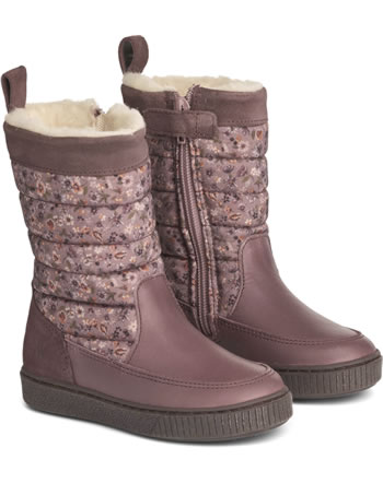 Wheat Children's winter boots lined KOAH lilac flowers