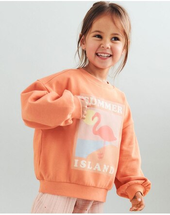Wheat Sweatshirt aus 100% Bio-Baumwolle mit Flamingo - Sunkissed Orange