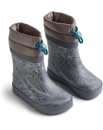 Wheat Thermo-Barfußgummistiefel 'Arden' aus Naturkautschuk mit Wollfutter - Dark Reflective Map