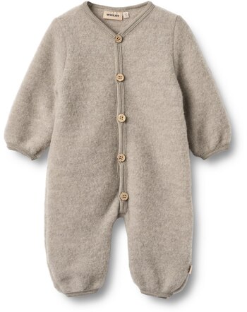 Wheat Wollfleece-Overall 'Levi' aus 100 % Merinowolle - Khaki Melange