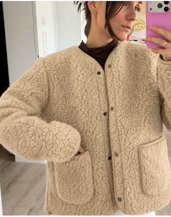 Wollbebi Woll-Jacke 'Coco' für Damen mit Druckknöpfen aus Schurwolle - Beige