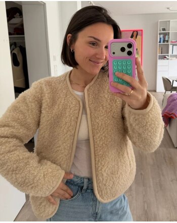 Wollbebi Woll-Jacke 'Romi' für Damen mit Reißverschluss aus Schurwolle - Beige