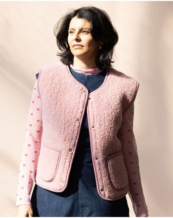 Wollbebi Woll-Weste 'Dotti' für Damen mit Taschen aus Schurwolle - Puderrosa