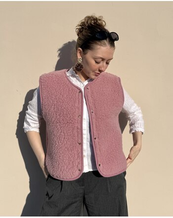 Wollbebi Woll-Weste 'Dotti' für Damen mit Druckknopfleiste aus Schurwolle - Puderrosa 💗