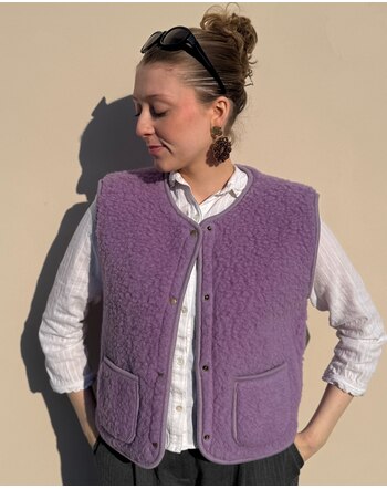 Wollbebi Woll-Weste 'Dotti' für Damen mit Taschen aus Schurwolle - Lila 💜