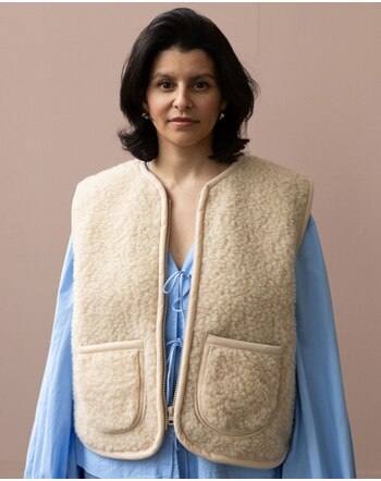 Wollbebi Woll-Weste 'Romi' für Damen mit Taschen aus Schurwolle - Beige