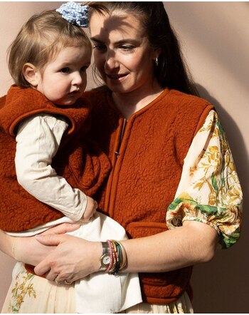 Wollbebi Woll-Weste 'Romi' für Damen mit Taschen aus Schurwolle - Rostrot 🧡