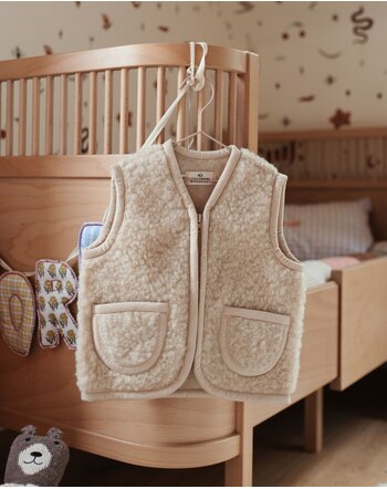 Wollbebi Woll-Weste 'Teddy' für Kinder aus Merinowolle - Beige