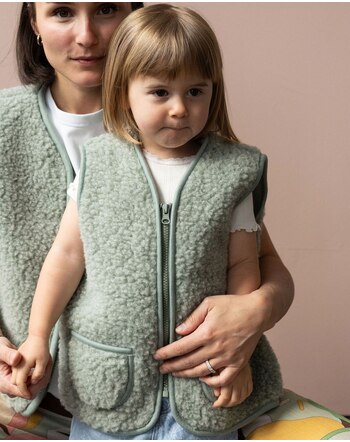 Wollbebi Woll-Weste 'Teddy' für Kinder aus Merinowolle - Hellgrün