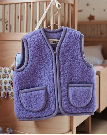 Wollbebi Woll-Weste 'Teddy' für Kinder aus Merinowolle - Lila