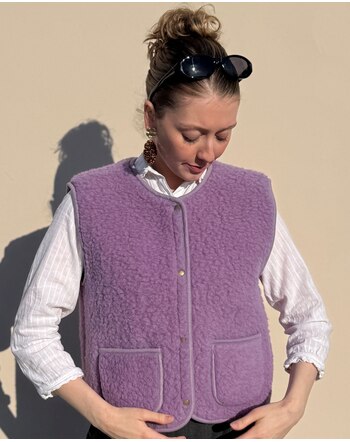 Wollbebi Woll-Weste 'Dotti' für Damen mit Taschen aus Schurwolle - Lila 💜