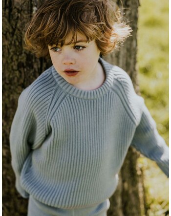 Yuki Kids-Strickpullover 'Big Rib' aus Bio-Baumwolle - Whale Blue