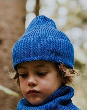 Yuki Kinder-Rippstrick-Beanie aus 100 % Bio-Baumwolle - Blueberry