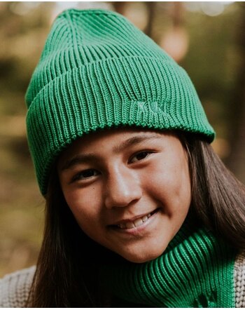 Yuki Kinder-Rippstrick-Beanie aus 100 % Bio-Baumwolle - Pine