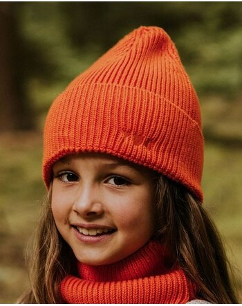 Yuki Kinder-Rippstrick-Beanie aus 100 % Bio-Baumwolle - Pumpkin