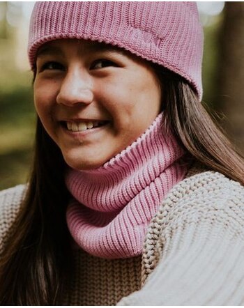 Yuki Kinder-Rippstrick-Schlupfschal aus 100 % Bio-Baumwolle - Bubble Gum Pink