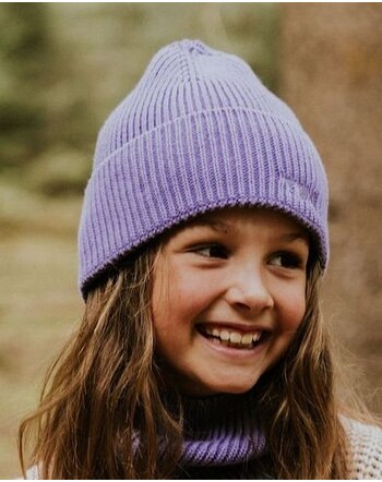 Yuki Kinder-Rippstrick-Beanie aus 100 % Bio-Baumwolle - Aster