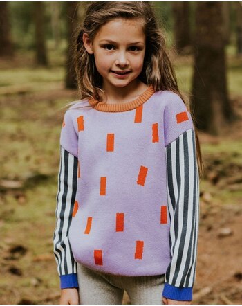Yuki Kinder-Strick-Pullover 'Color Block' aus 100 % Bio-Baumwolle - Confetti