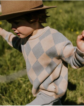 Yuki Kinder-Strickpullover 'Checkered' aus Bio-Baumwolle - Frozen