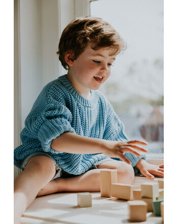 Yuki Kinder-Strickpullover Chunky aus Bio-Baumwolle - Sky