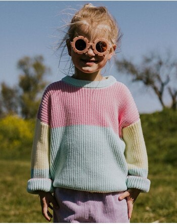 Yuki Kinder-Strickpullover 'Color Block' aus Bio-Baumwolle - Sticky Candy