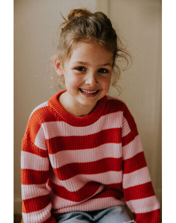 Yuki Kinder-Strickpullover Stripes aus Bio-Baumwolle - Lemonade